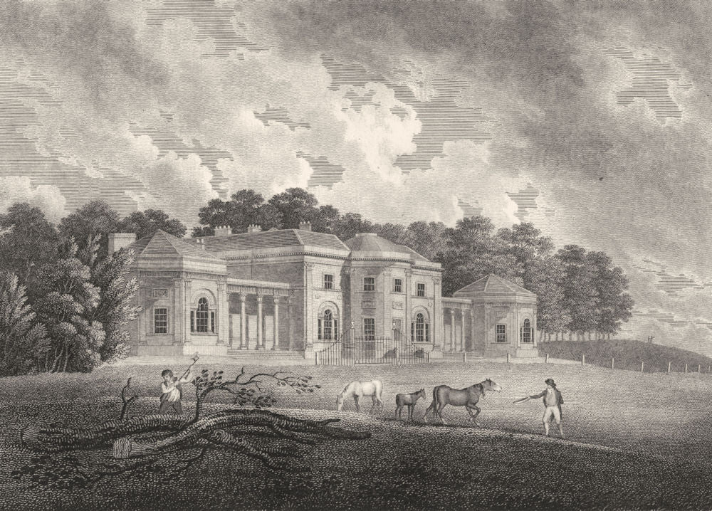 LANCASHIRE. Oldham Heaton House. Aikin / Stockdale. Horses. Storer 1795 print